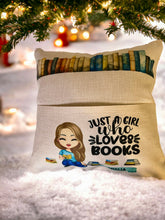 Load image into Gallery viewer, Girl Who Loves Books Pocket Pillow