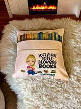 Load image into Gallery viewer, Girl Who Loves Books Pocket Pillow