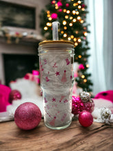 Load image into Gallery viewer, Pink Christmas Glass Tumbler