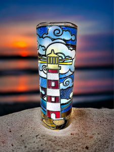 Stained Glass Lighthouse Tumbler