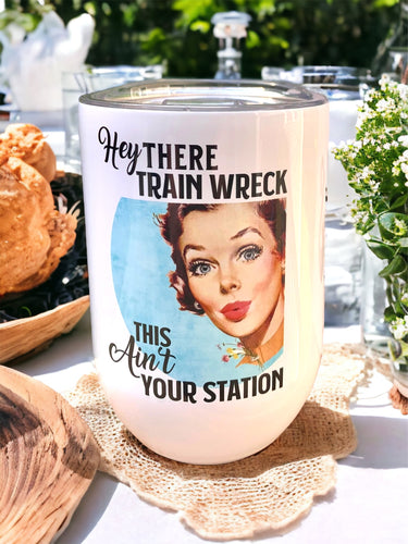 Train Wreck Wine Tumbler