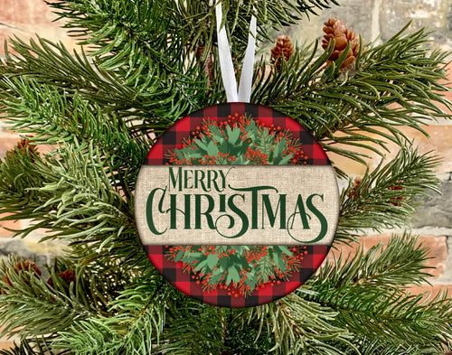 Merry Christmas Rustic Ornament